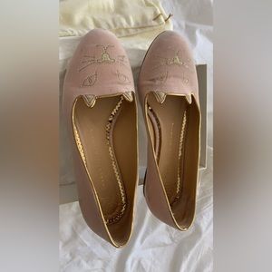 Charlotte Olympia kitty velour flats